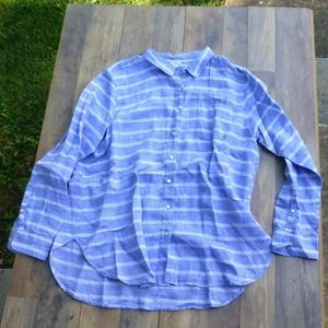 Womens LL Bean Long Linen button down long XL Shirt
